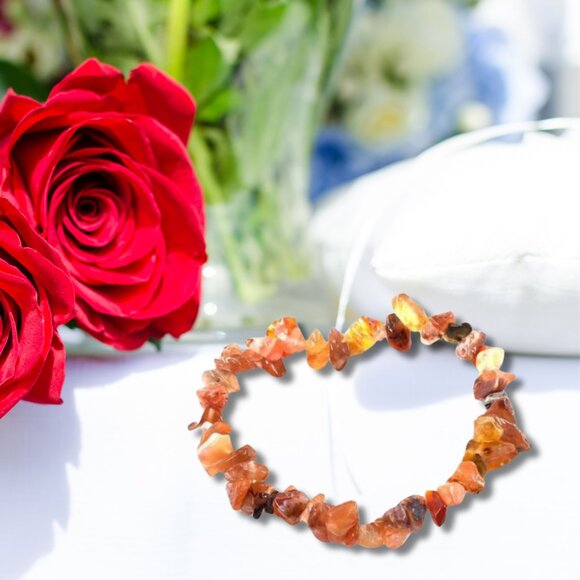 Natural Stone Healing Pure Red Agate Beads Stretch Bracelet Fine Jewelry - Picture 5 of 13